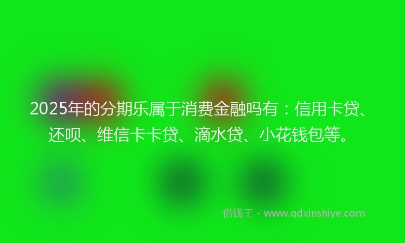 2025年的分期乐属于消费金融吗有：信用卡贷、还呗、维信卡卡贷、滴水贷、小花钱包等。