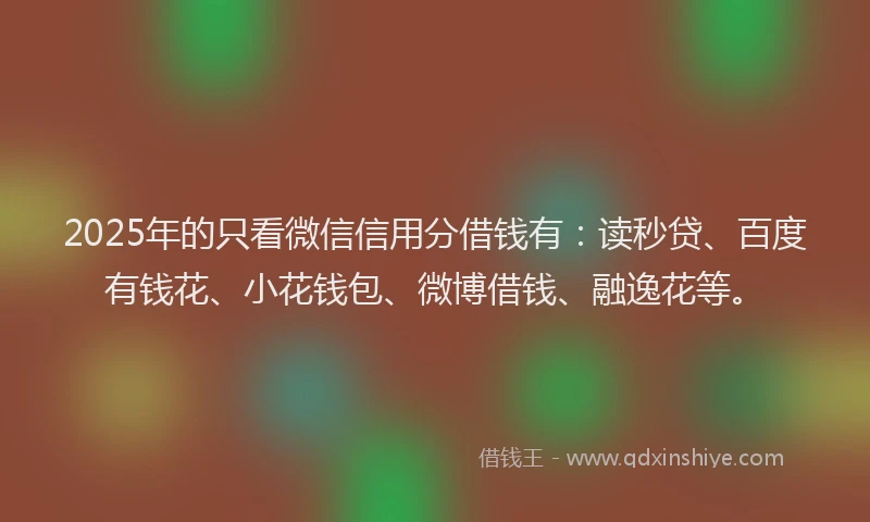 2025年的只看微信信用分借钱有：读秒贷、百度有钱花、小花钱包、微博借钱、融逸花等。