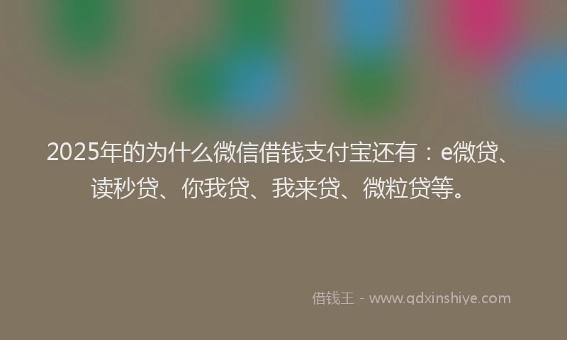 2025年的为什么微信借钱支付宝还有：e微贷、读秒贷、你我贷、我来贷、微粒贷等。
