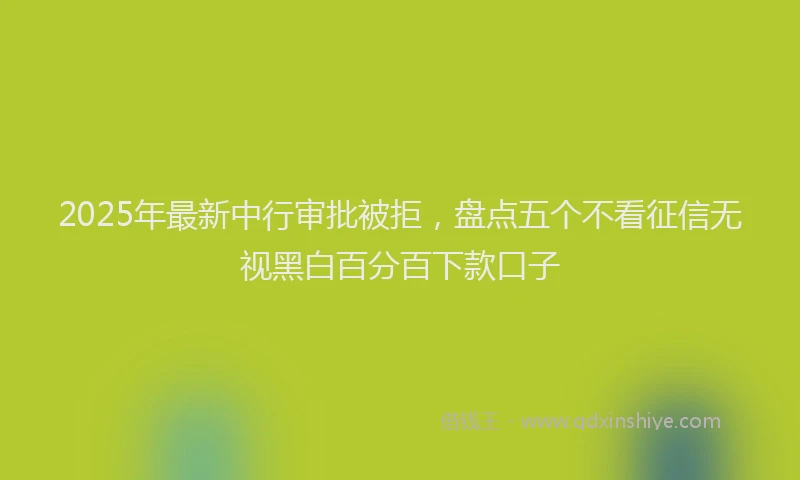 2025年最新中行审批被拒，盘点五个不看征信无视黑白百分百下款口子