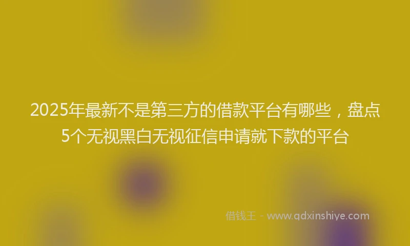 2025年最新不是第三方的借款平台有哪些，盘点5个无视黑白无视征信申请就下款的平台