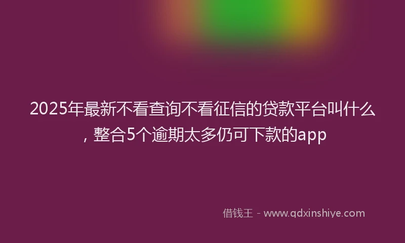 2025年最新不看查询不看征信的贷款平台叫什么，整合5个逾期太多仍可下款的app