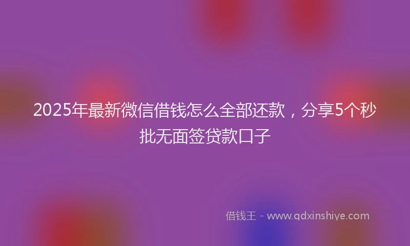 2025年最新微信借钱怎么全部还款，分享5个秒批无面签贷款口子