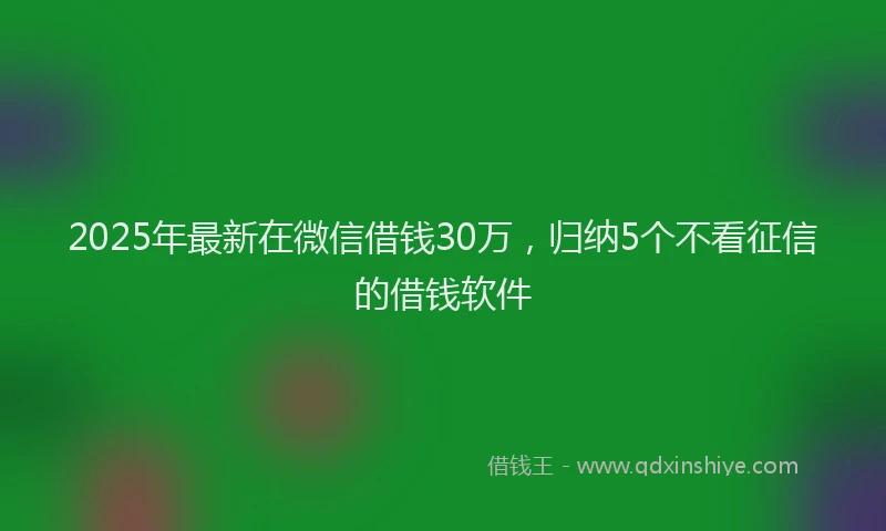 2025年最新在微信借钱30万，归纳5个不看征信的借钱软件
