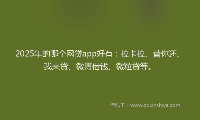 2025年的哪个网贷app好有：拉卡拉、替你还、我来贷、微博借钱、微粒贷等。