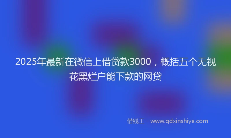 2025年最新在微信上借贷款3000，概括五个无视花黑烂户能下款的网贷
