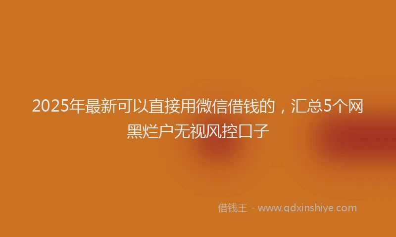 2025年最新可以直接用微信借钱的，汇总5个网黑烂户无视风控口子