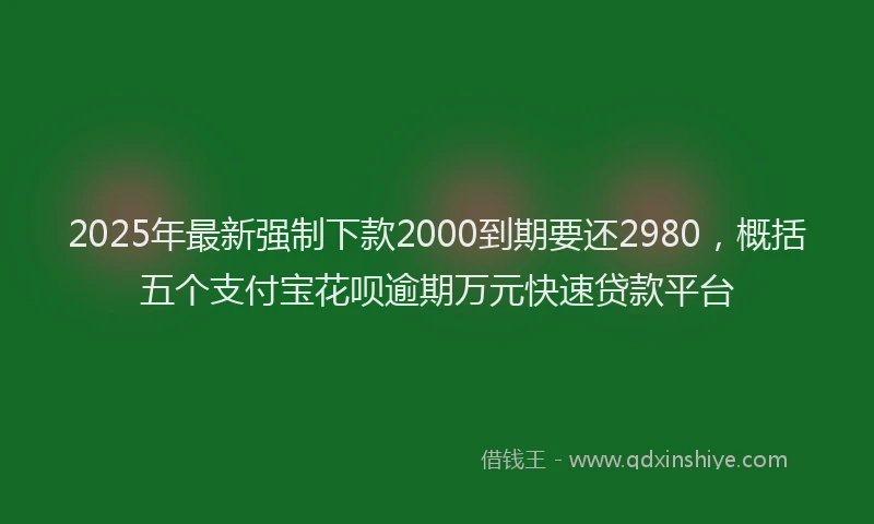 2025年最新强制下款2000到期要还2980，概括五个支付宝花呗逾期万元快速贷款平台