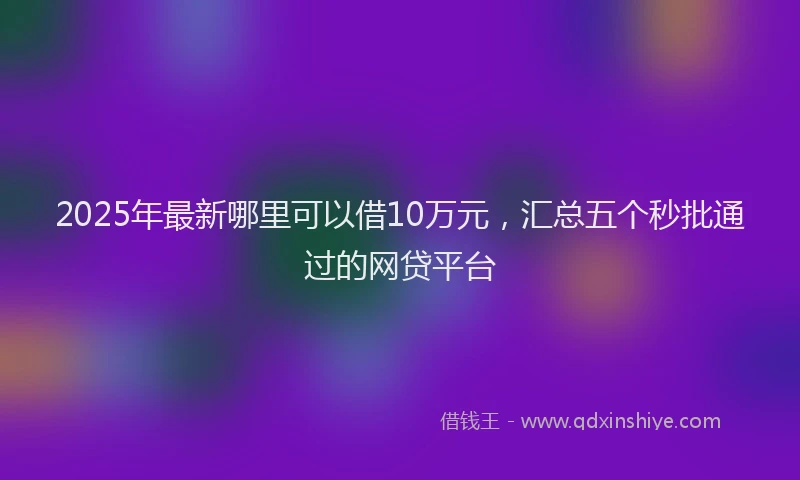 2025年最新哪里可以借10万元，汇总五个秒批通过的网贷平台