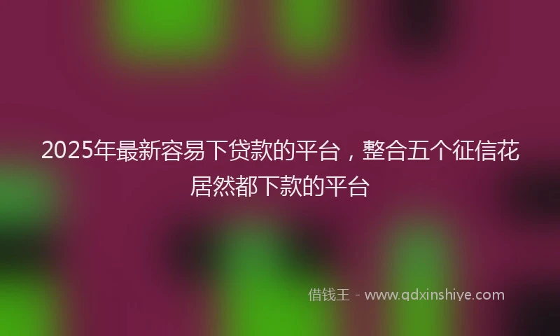 2025年最新容易下贷款的平台，整合五个征信花居然都下款的平台