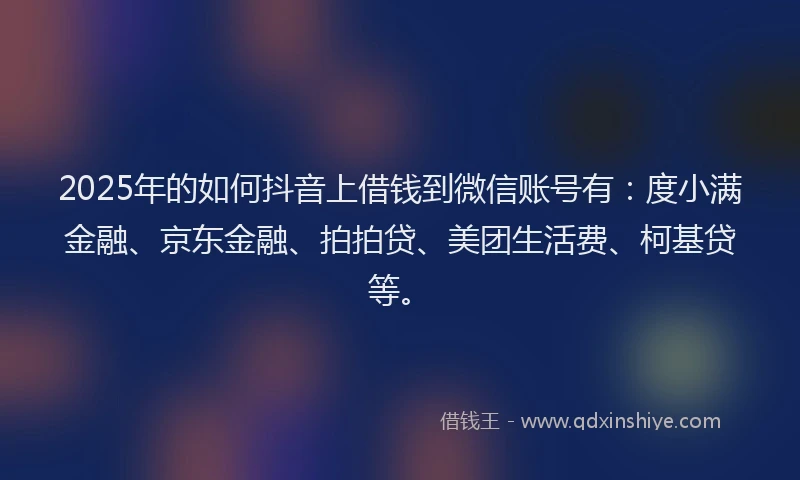 2025年的如何抖音上借钱到微信账号有：度小满金融、京东金融、拍拍贷、美团生活费、柯基贷等。