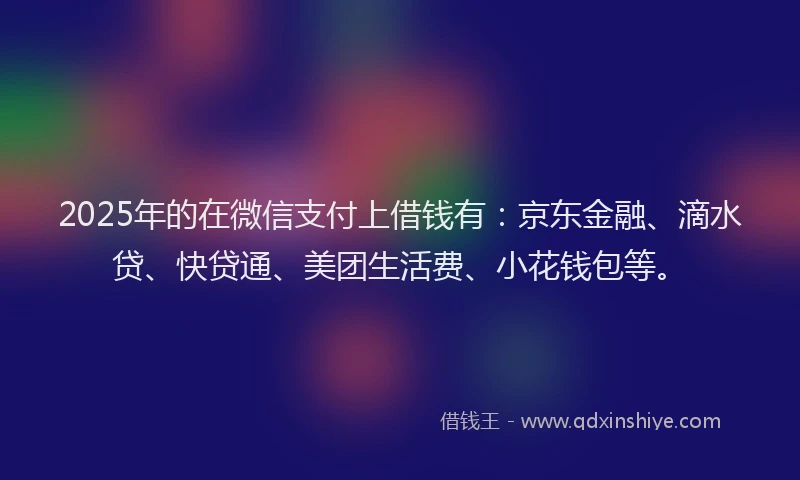 2025年的在微信支付上借钱有：京东金融、滴水贷、快贷通、美团生活费、小花钱包等。