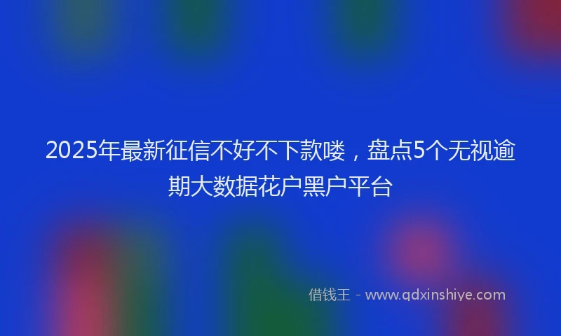 2025年最新征信不好不下款喽，盘点5个无视逾期大数据花户黑户平台