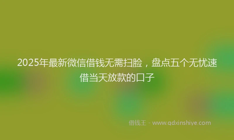 2025年最新微信借钱无需扫脸，盘点五个无忧速借当天放款的口子