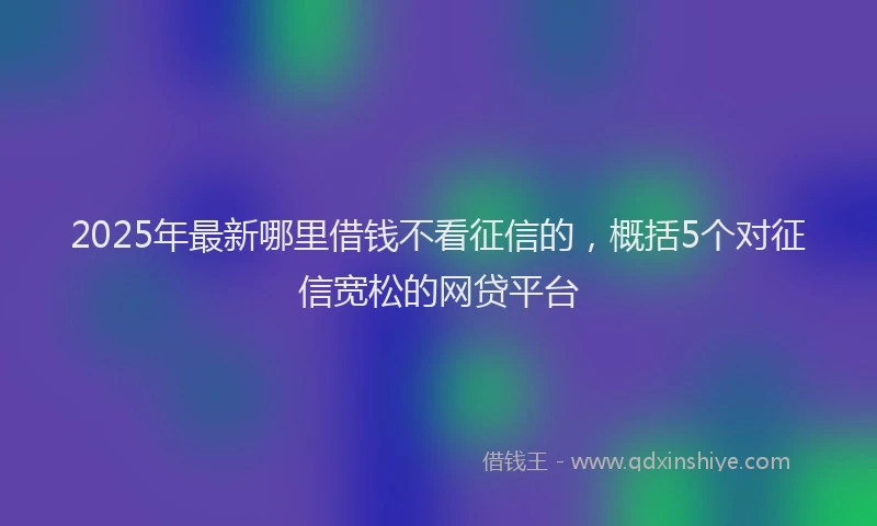 2025年最新哪里借钱不看征信的，概括5个对征信宽松的网贷平台