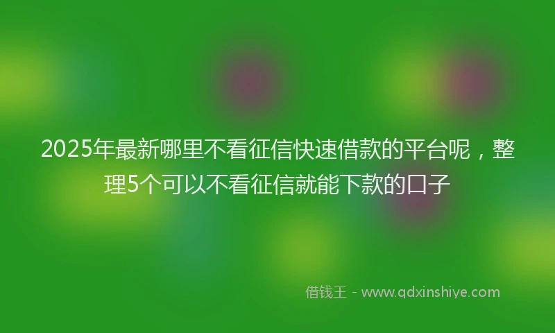 2025年最新哪里不看征信快速借款的平台呢，整理5个可以不看征信就能下款的口子