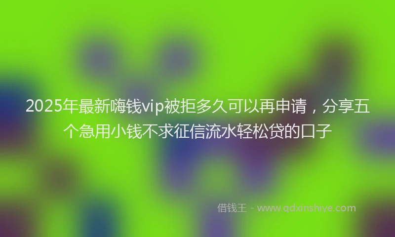 2025年最新嗨钱vip被拒多久可以再申请，分享五个急用小钱不求征信流水轻松贷的口子