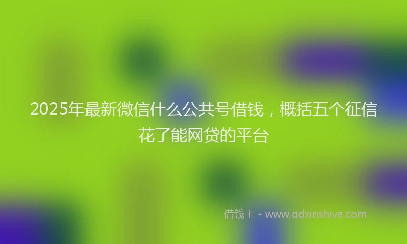2025年最新微信什么公共号借钱，概括五个征信花了能网贷的平台