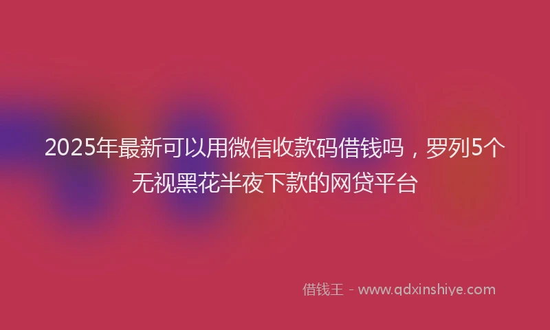 2025年最新可以用微信收款码借钱吗，罗列5个无视黑花半夜下款的网贷平台
