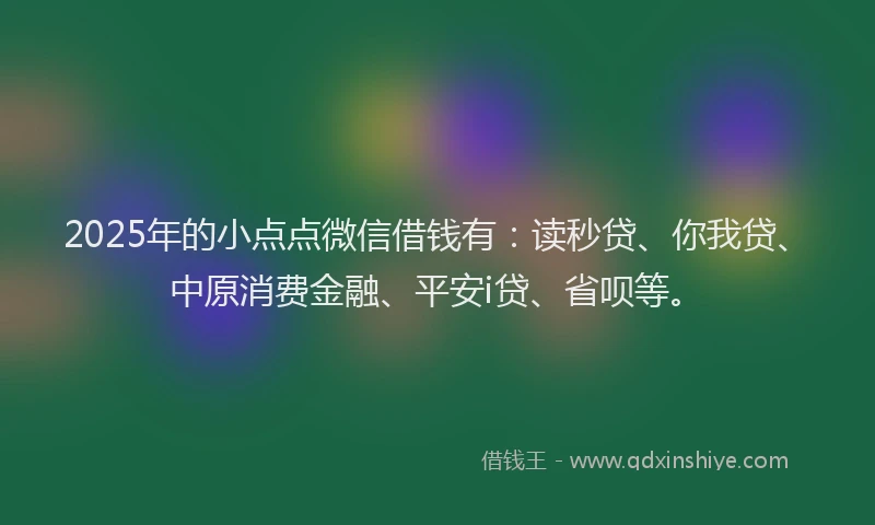2025年的小点点微信借钱有：读秒贷、你我贷、中原消费金融、平安i贷、省呗等。