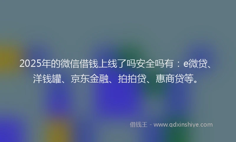 2025年的微信借钱上线了吗安全吗有：e微贷、洋钱罐、京东金融、拍拍贷、惠商贷等。