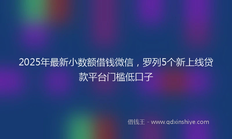 2025年最新小数额借钱微信，罗列5个新上线贷款平台门槛低口子