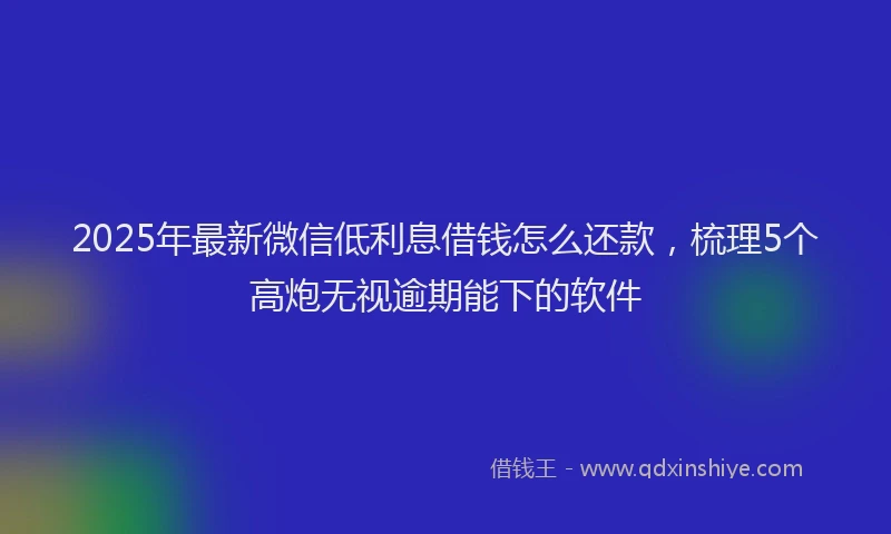 2025年最新微信低利息借钱怎么还款，梳理5个高炮无视逾期能下的软件