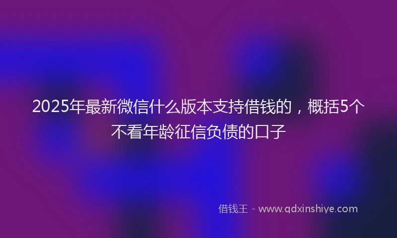 2025年最新微信什么版本支持借钱的，概括5个不看年龄征信负债的口子