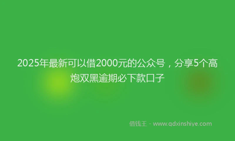 2025年最新可以借2000元的公众号，分享5个高炮双黑逾期必下款口子