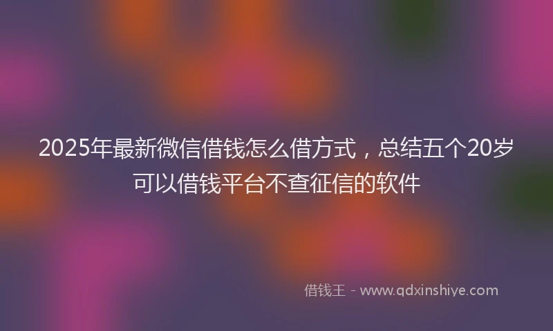 2025年最新微信借钱怎么借方式，总结五个20岁可以借钱平台不查征信的软件