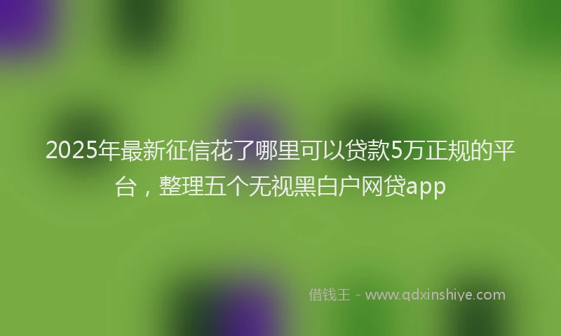 2025年最新征信花了哪里可以贷款5万正规的平台，整理五个无视黑白户网贷app