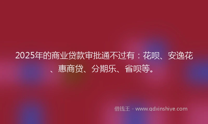 2025年的商业贷款审批通不过有：花呗、安逸花、惠商贷、分期乐、省呗等。