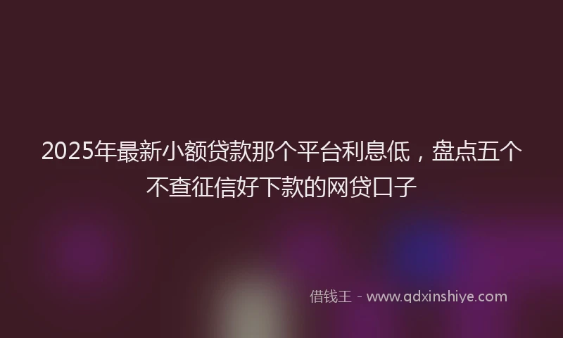2025年最新小额贷款那个平台利息低，盘点五个不查征信好下款的网贷口子