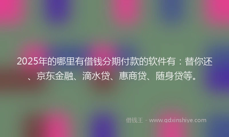 2025年的哪里有借钱分期付款的软件有：替你还、京东金融、滴水贷、惠商贷、随身贷等。