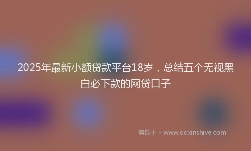 2025年最新小额贷款平台18岁，总结五个无视黑白必下款的网贷口子