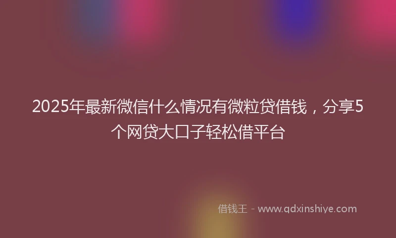2025年最新微信什么情况有微粒贷借钱，分享5个网贷大口子轻松借平台