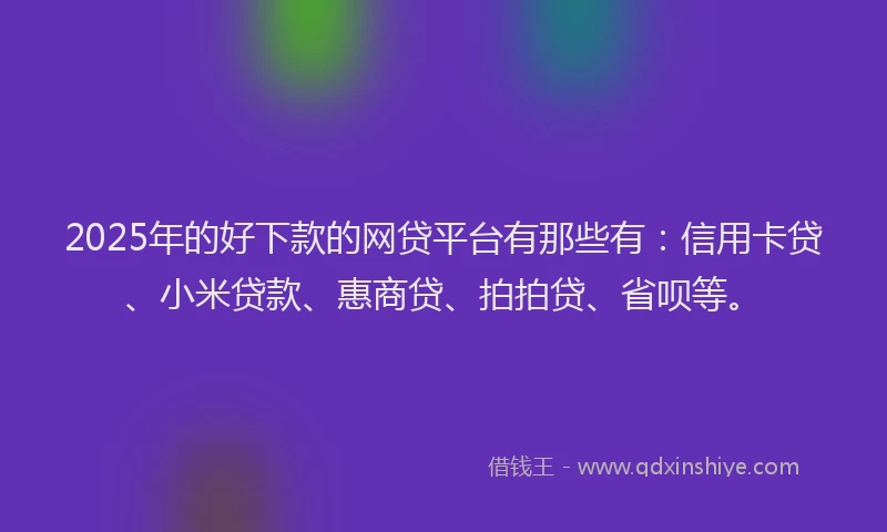 2025年的好下款的网贷平台有那些有：信用卡贷、小米贷款、惠商贷、拍拍贷、省呗等。