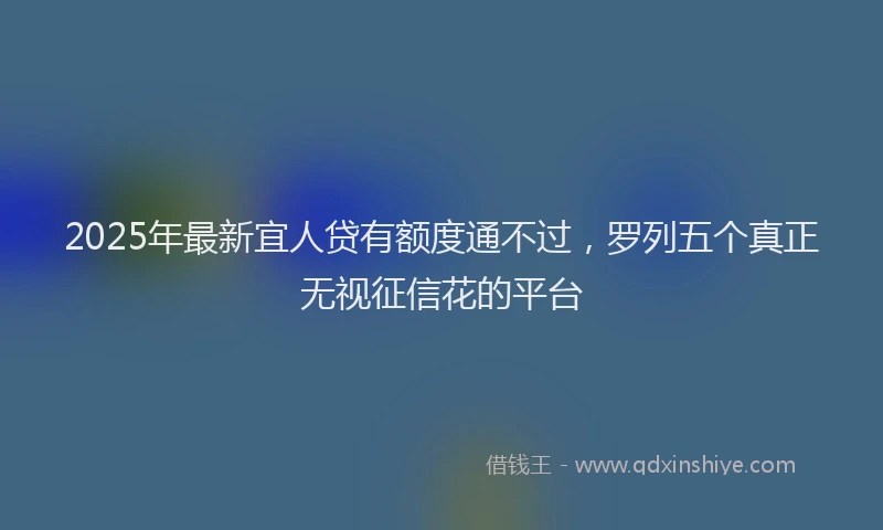 2025年最新宜人贷有额度通不过，罗列五个真正无视征信花的平台