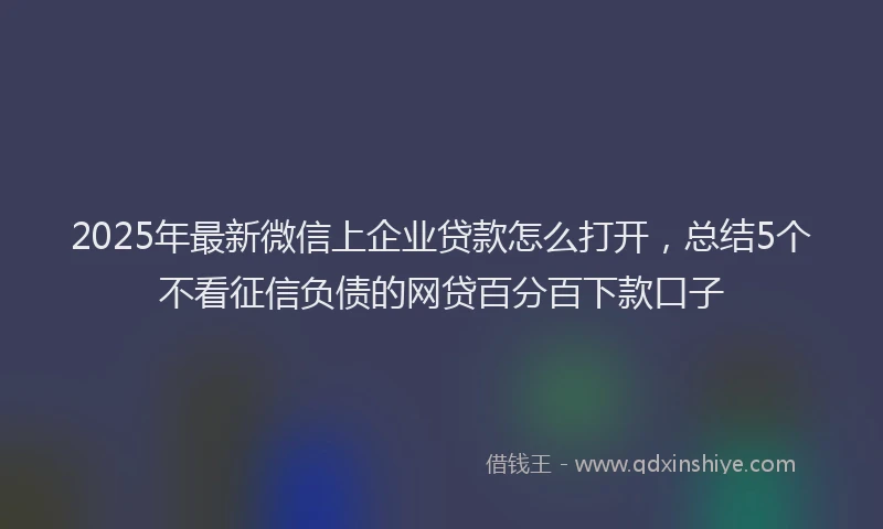 2025年最新微信上企业贷款怎么打开，总结5个不看征信负债的网贷百分百下款口子