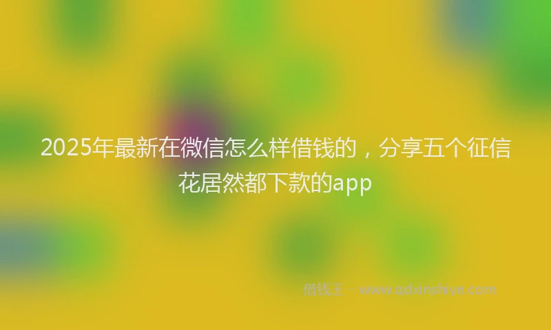 2025年最新在微信怎么样借钱的，分享五个征信花居然都下款的app