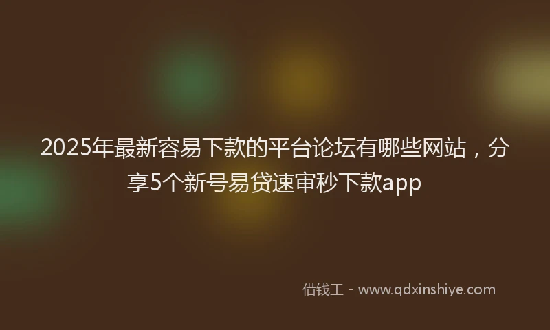2025年最新容易下款的平台论坛有哪些网站，分享5个新号易贷速审秒下款app
