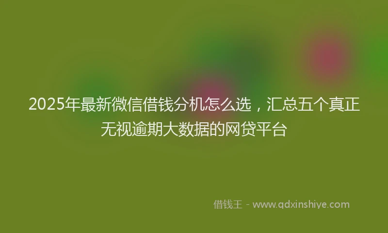 2025年最新微信借钱分机怎么选，汇总五个真正无视逾期大数据的网贷平台