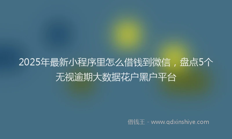 2025年最新小程序里怎么借钱到微信，盘点5个无视逾期大数据花户黑户平台