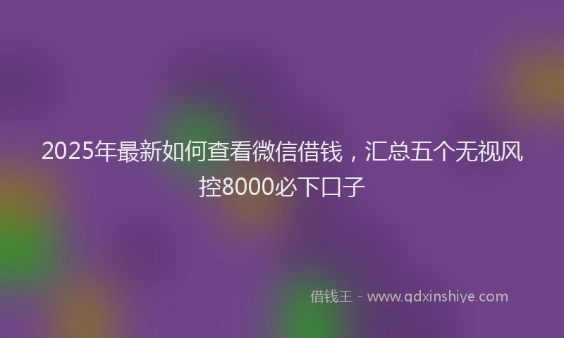 2025年最新如何查看微信借钱，汇总五个无视风控8000必下口子
