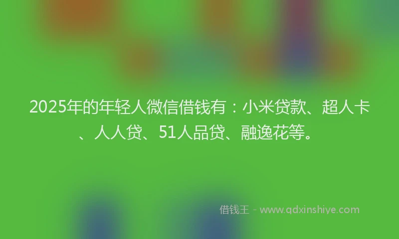 2025年的年轻人微信借钱有：小米贷款、超人卡、人人贷、51人品贷、融逸花等。