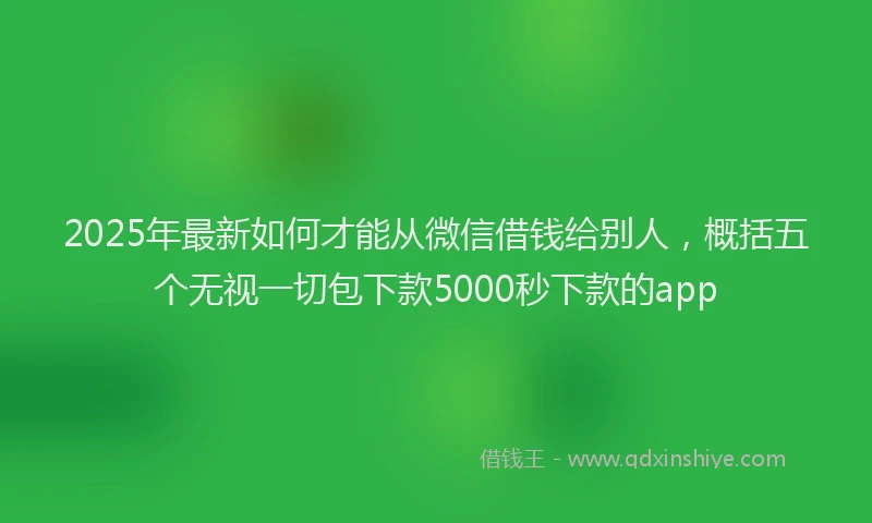 2025年最新如何才能从微信借钱给别人，概括五个无视一切包下款5000秒下款的app