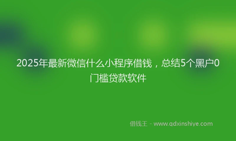 2025年最新微信什么小程序借钱，总结5个黑户0门槛贷款软件