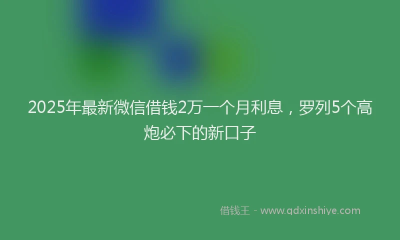 2025年最新微信借钱2万一个月利息，罗列5个高炮必下的新口子
