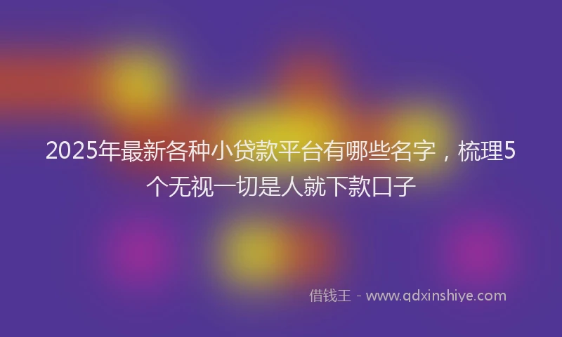 2025年最新各种小贷款平台有哪些名字，梳理5个无视一切是人就下款口子