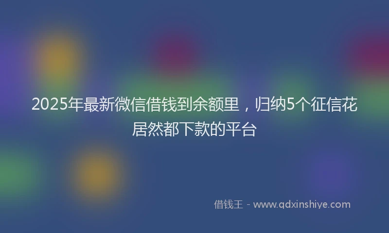 2025年最新微信借钱到余额里，归纳5个征信花居然都下款的平台